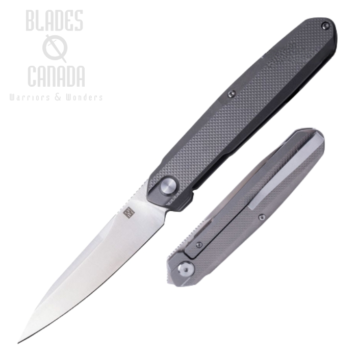 Real Steel S5 Framelock Folding Knife, M390 Satin, Titanium Gray Textured, 7811T